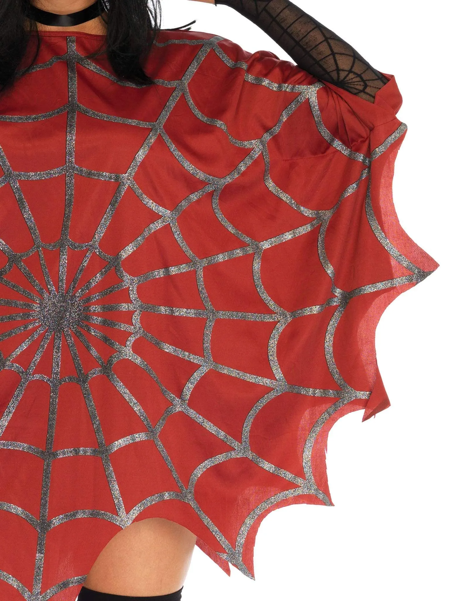 Gothic Glitter Spider Web Costume Poncho