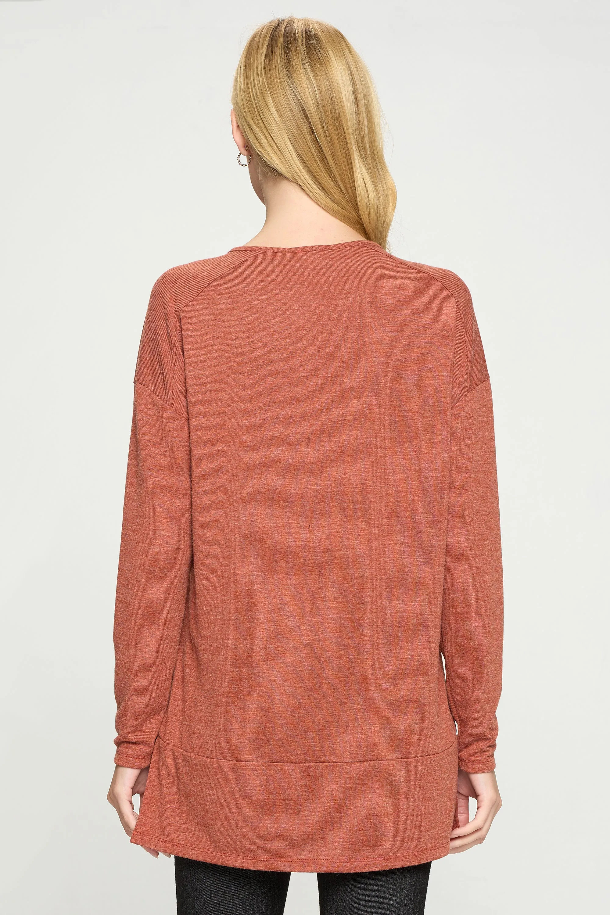 Heather Henley Oversized Tunic Top