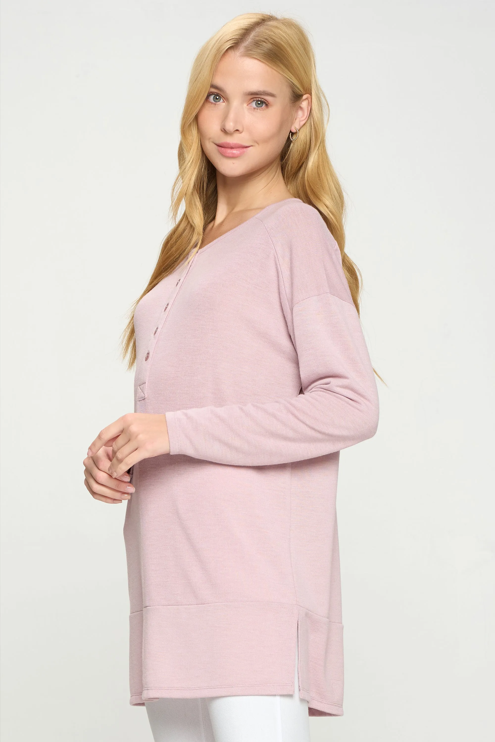 Heather Henley Oversized Tunic Top