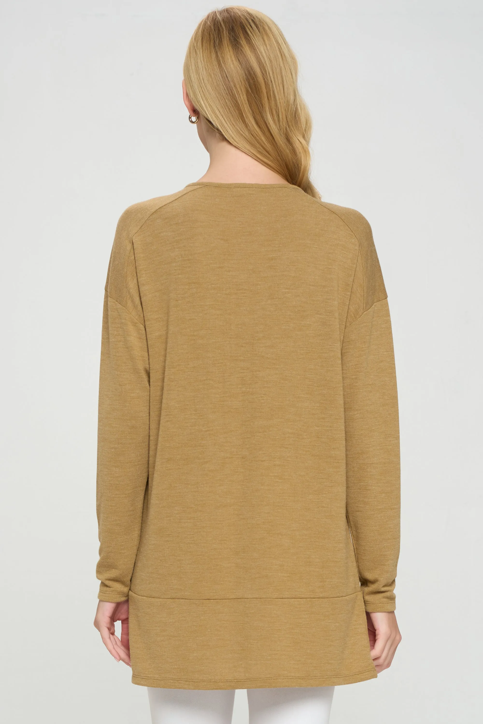 Heather Henley Oversized Tunic Top