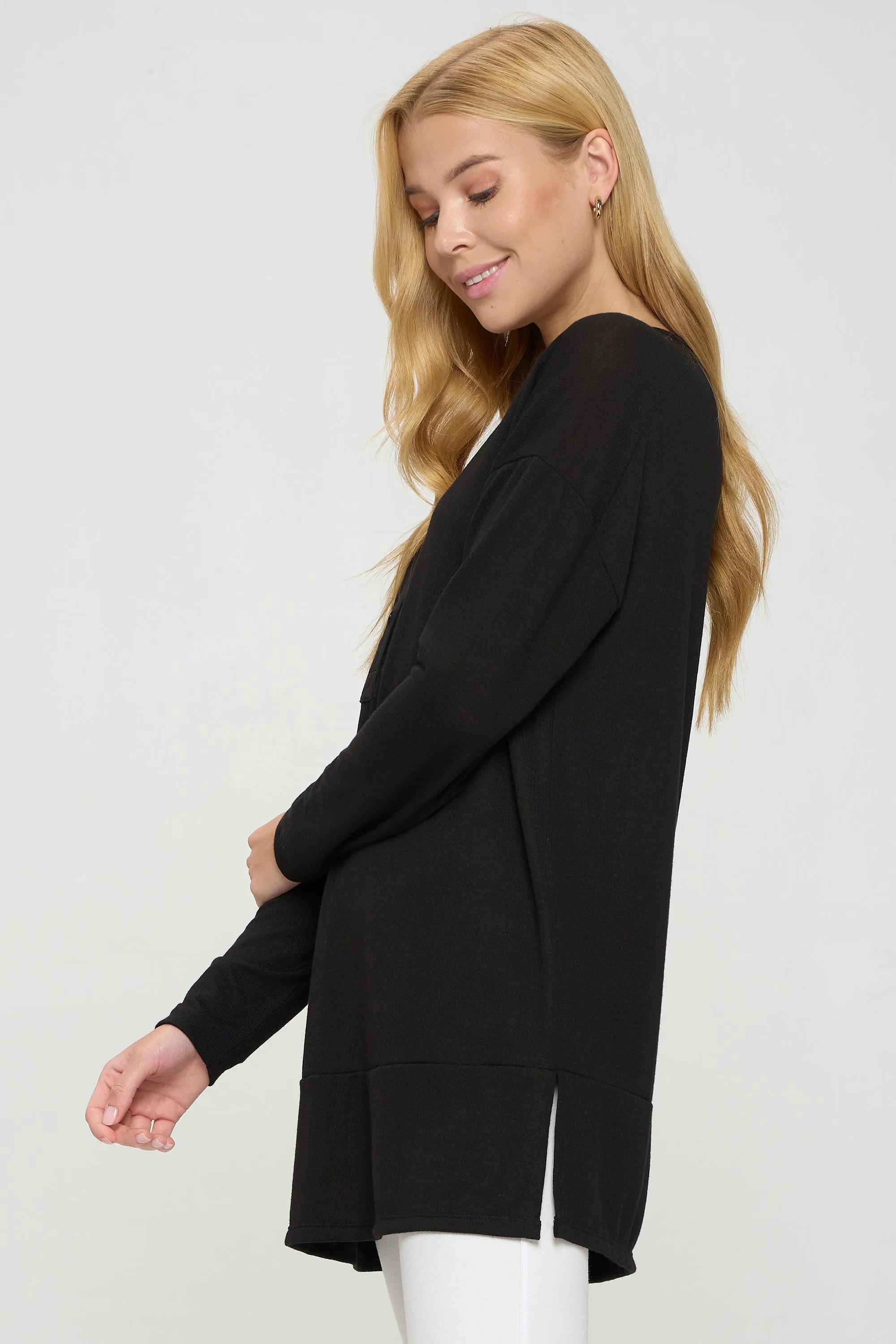 Heather Henley Oversized Tunic Top