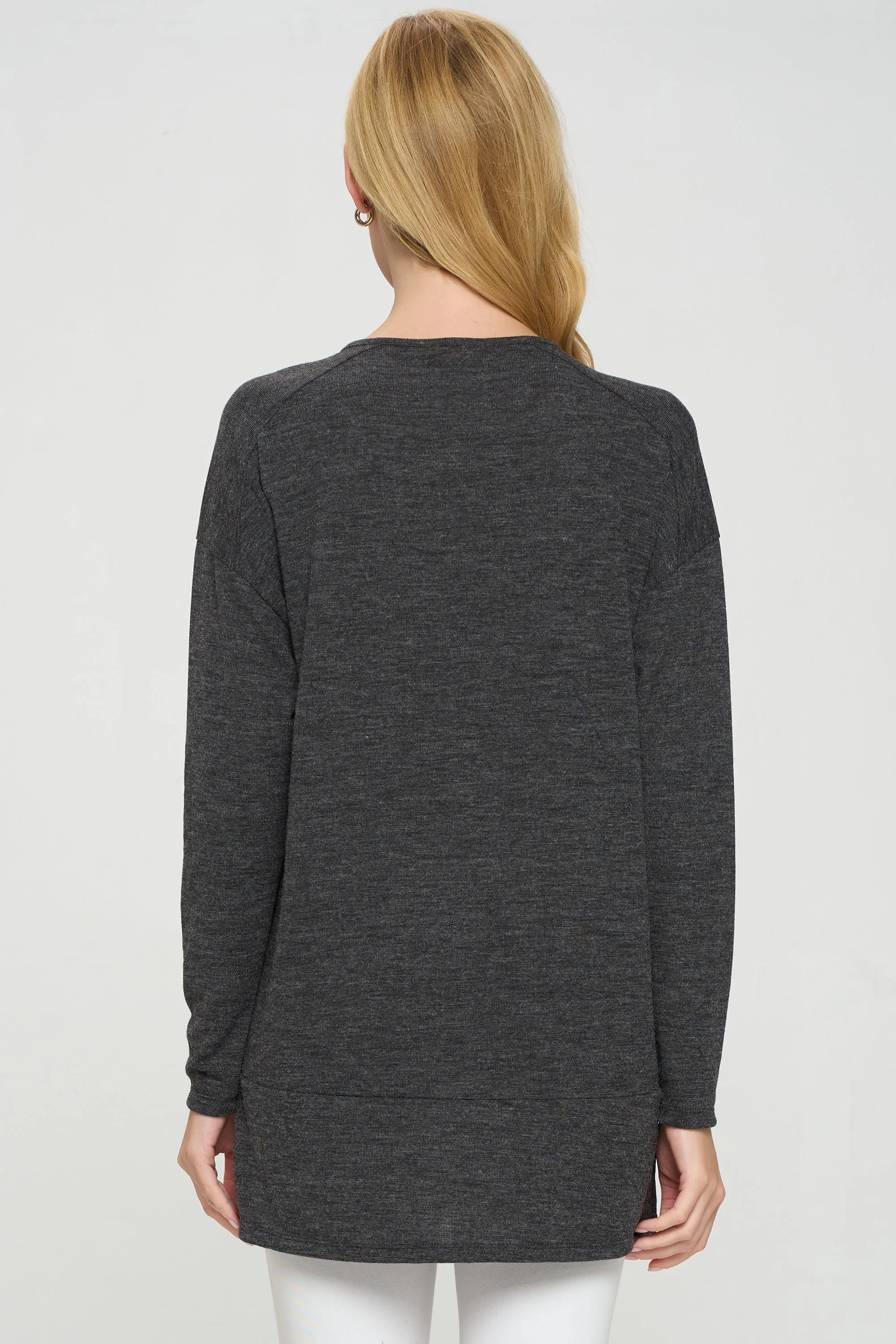 Heather Henley Oversized Tunic Top