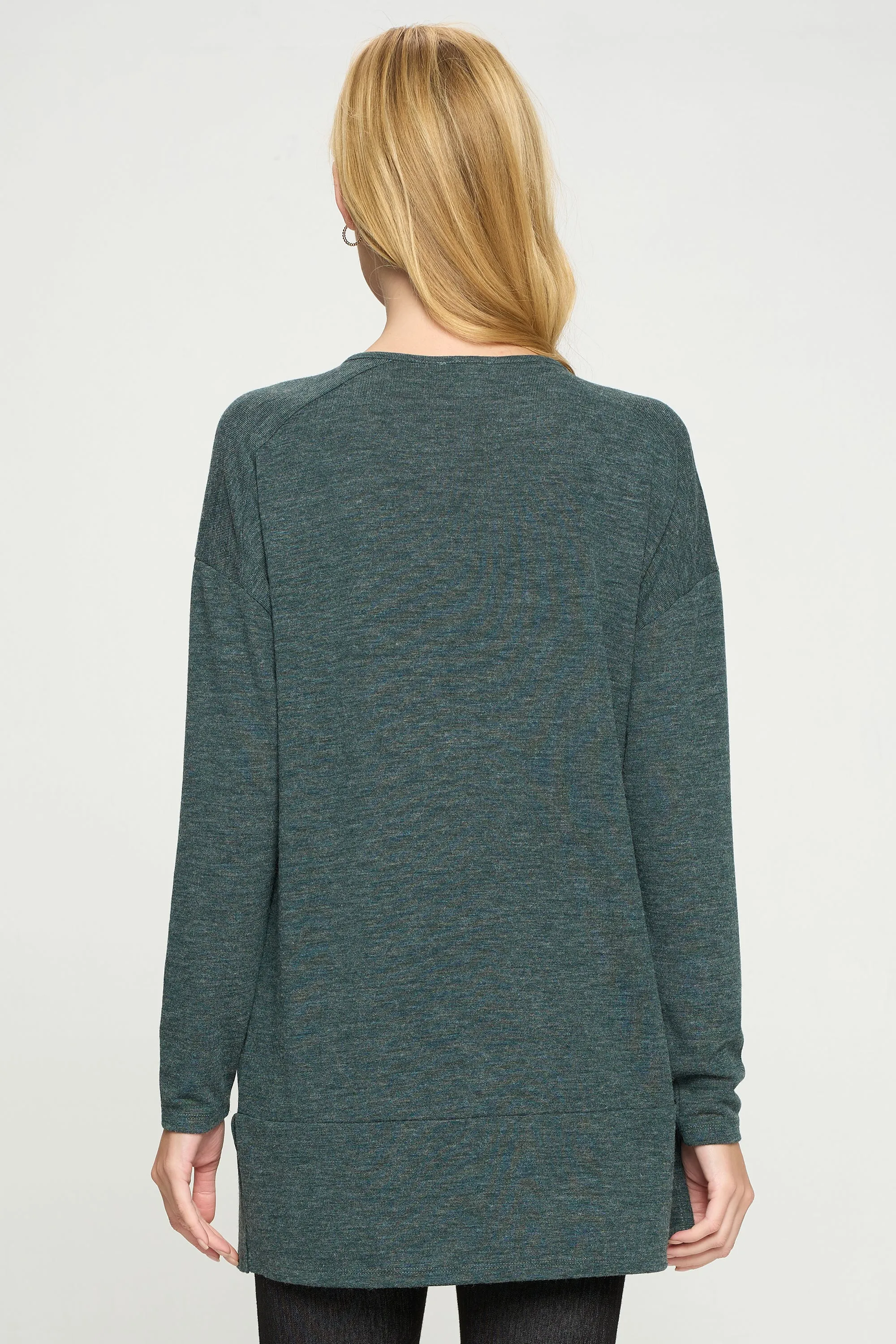 Heather Henley Oversized Tunic Top