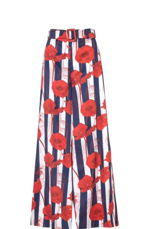 High Waisted Palazzo Trousers With Belt