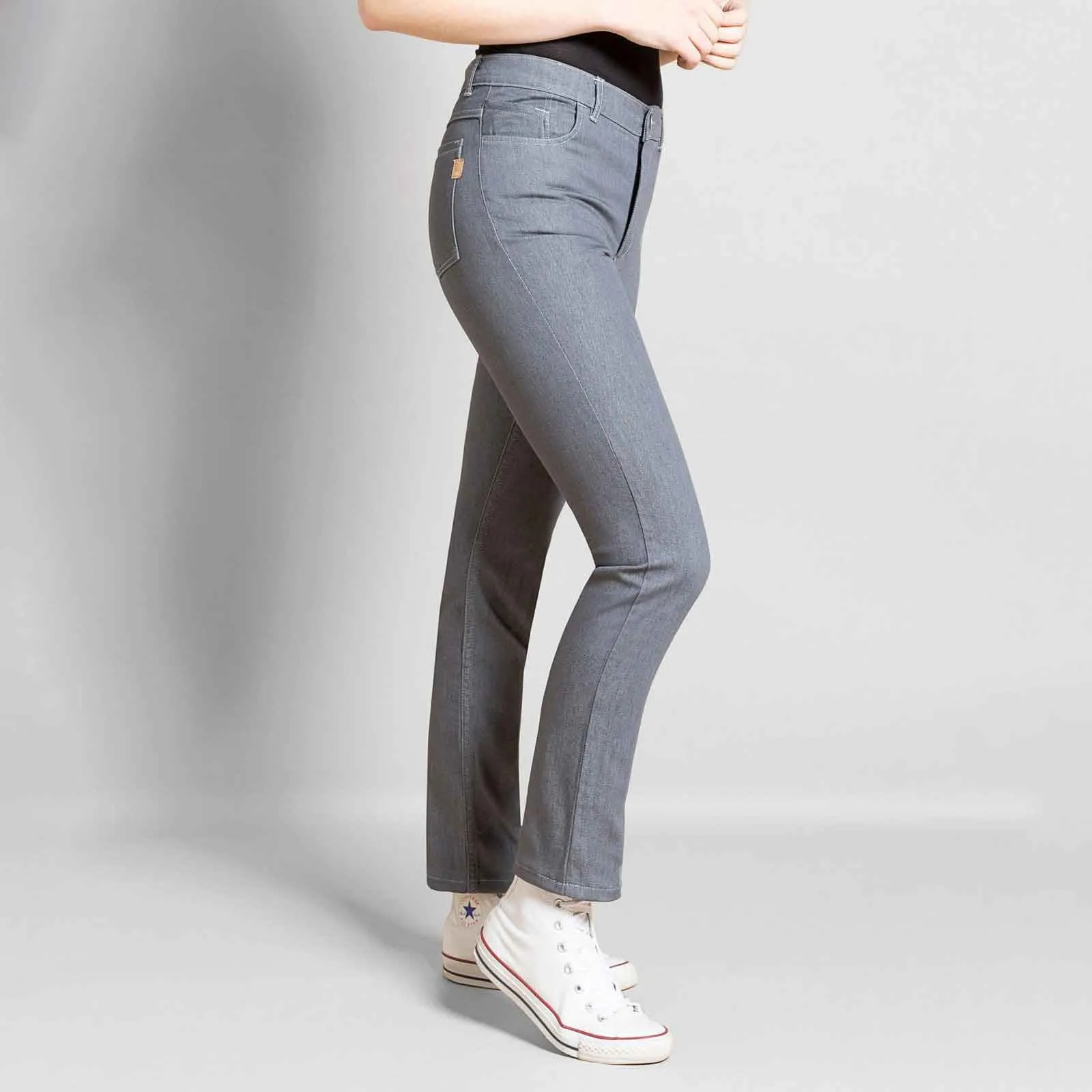 Jeans Julie confort gris taille haute coupe slim