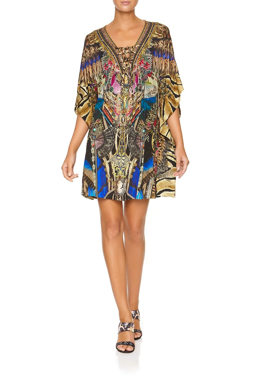 LACE UP KAFTAN WITH ROUND HEM STRONGER TOGETHER