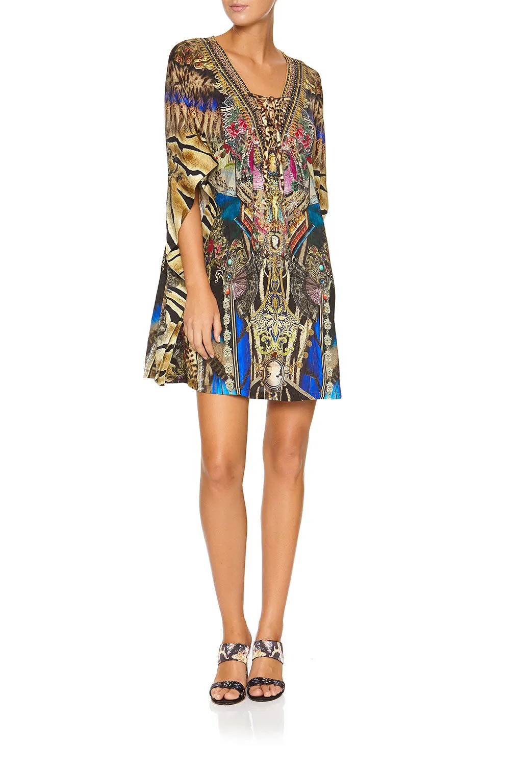 LACE UP KAFTAN WITH ROUND HEM STRONGER TOGETHER
