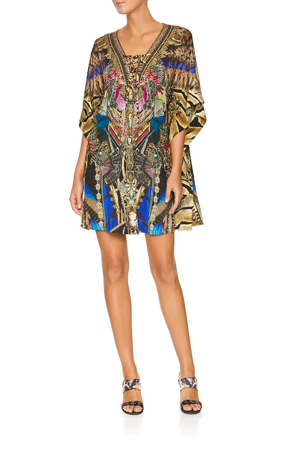 LACE UP KAFTAN WITH ROUND HEM STRONGER TOGETHER