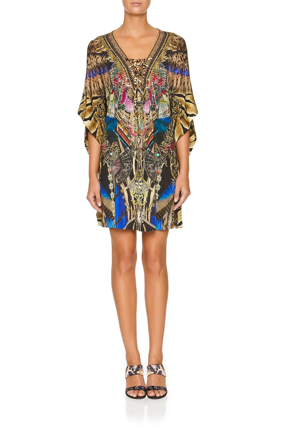 LACE UP KAFTAN WITH ROUND HEM STRONGER TOGETHER