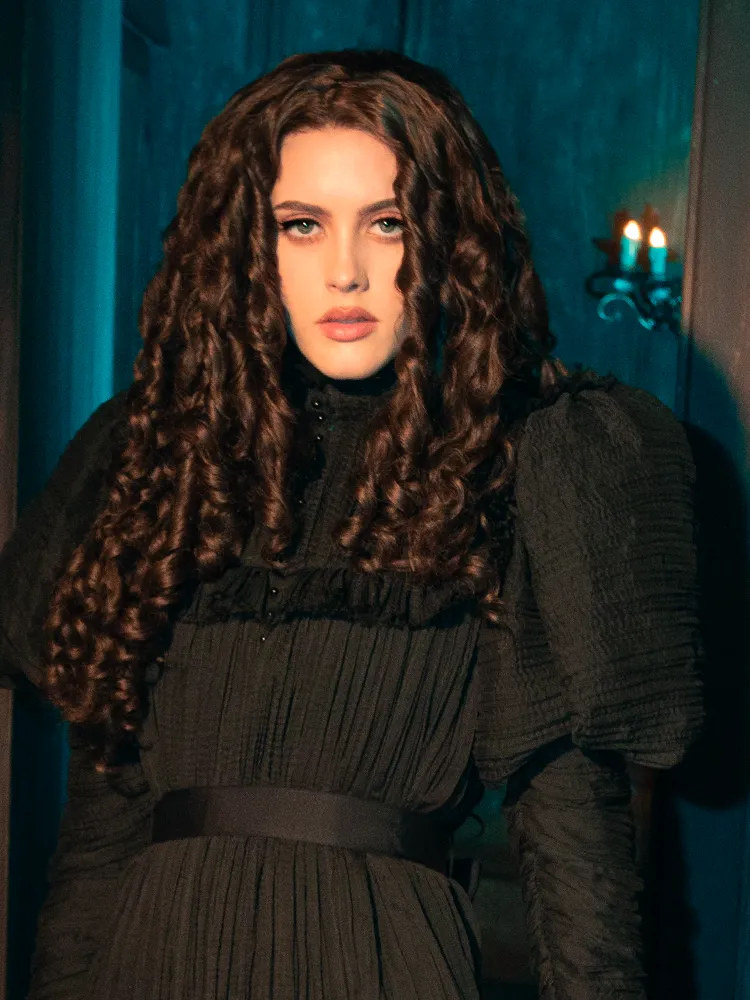 Lady Mourning Victorian Gown in Black