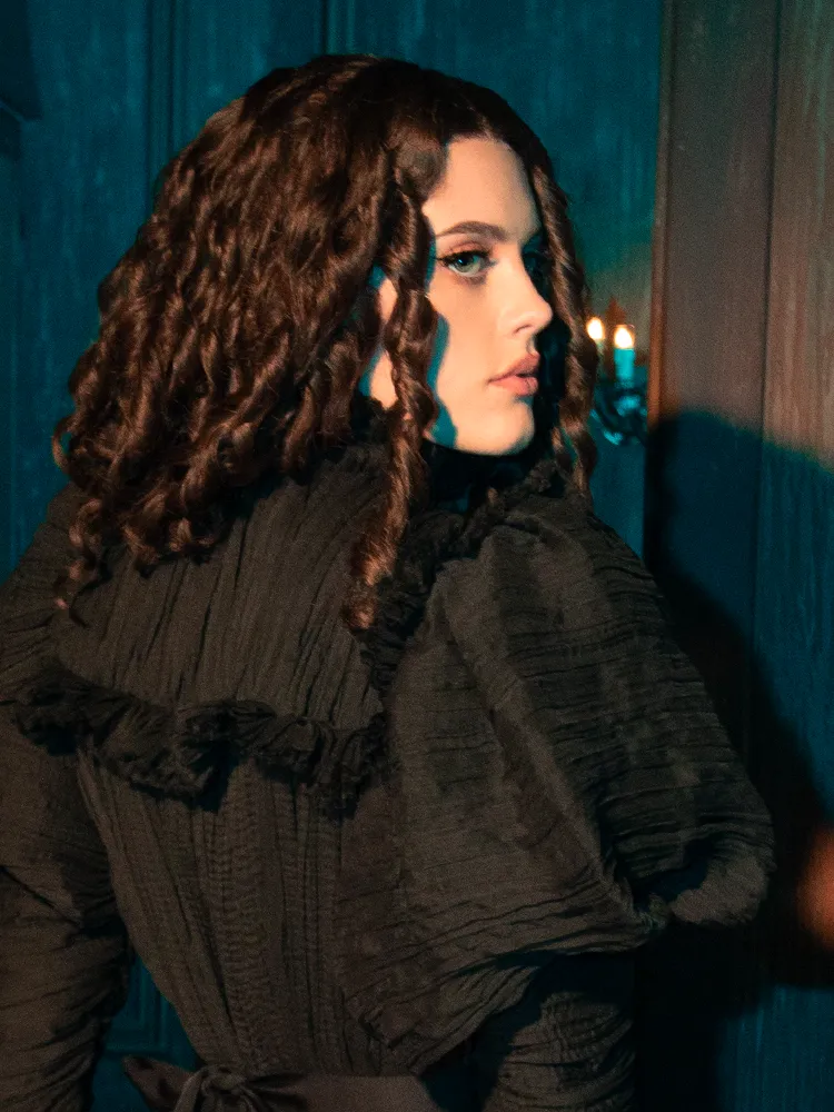 Lady Mourning Victorian Gown in Black