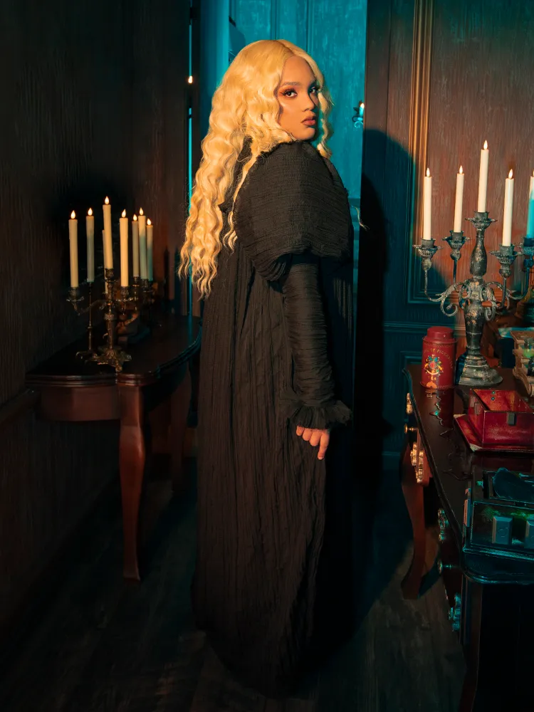 Lady Mourning Victorian Gown in Black