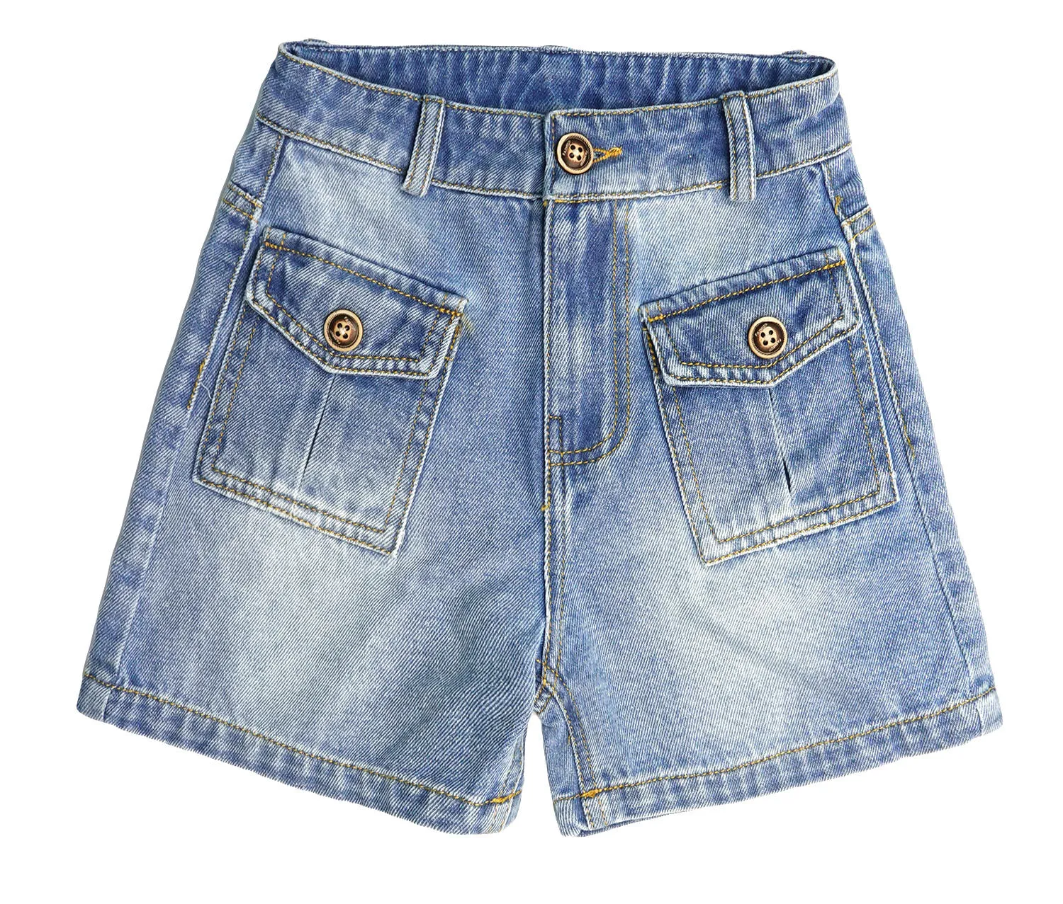 Little Girls Boys Denim Shorts,Elastic Waistband Inside Cargo Jean Summer Half Pants