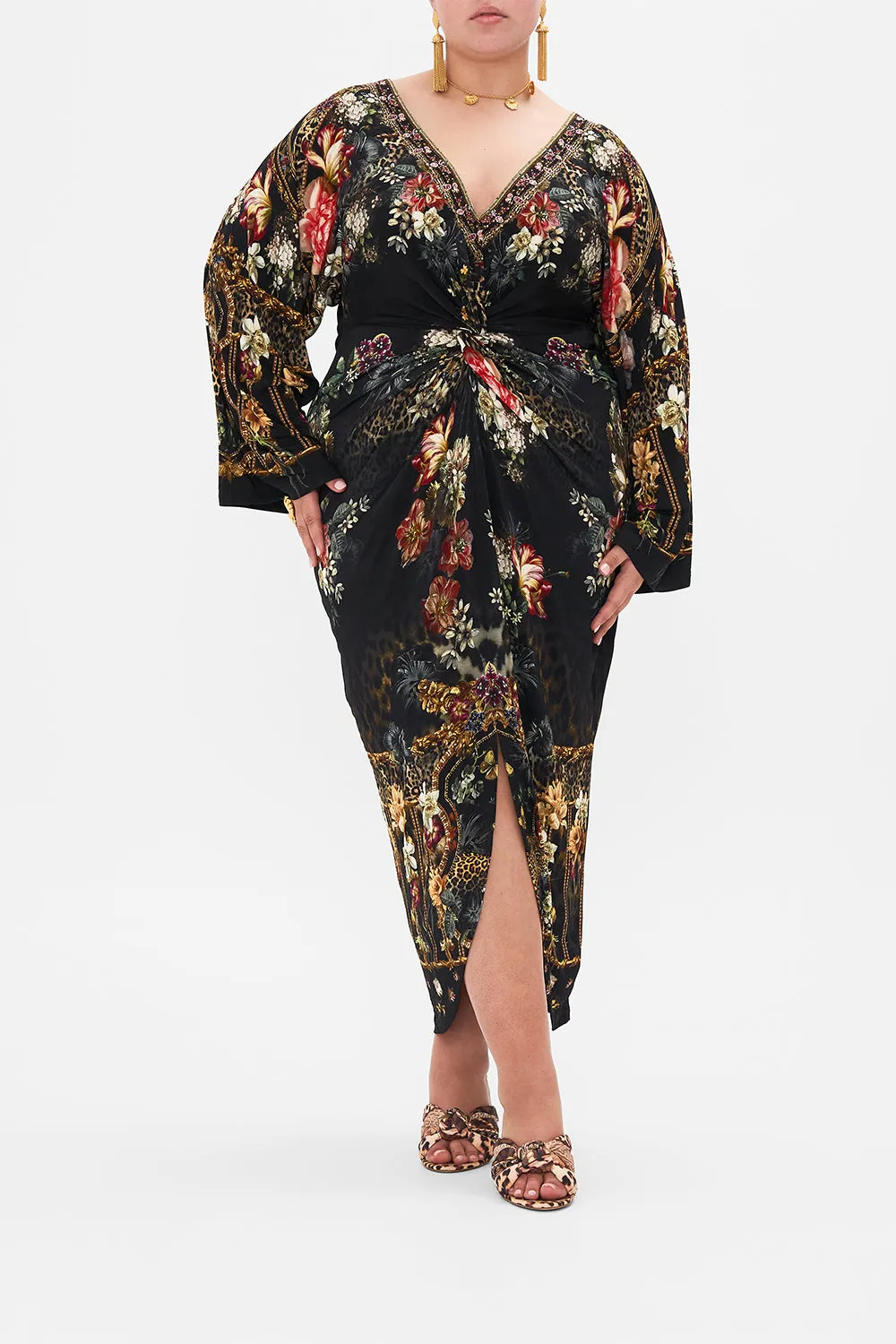 LONG SPLIT FRONT TWIST DRESS A NIGHT AT THE OPERA