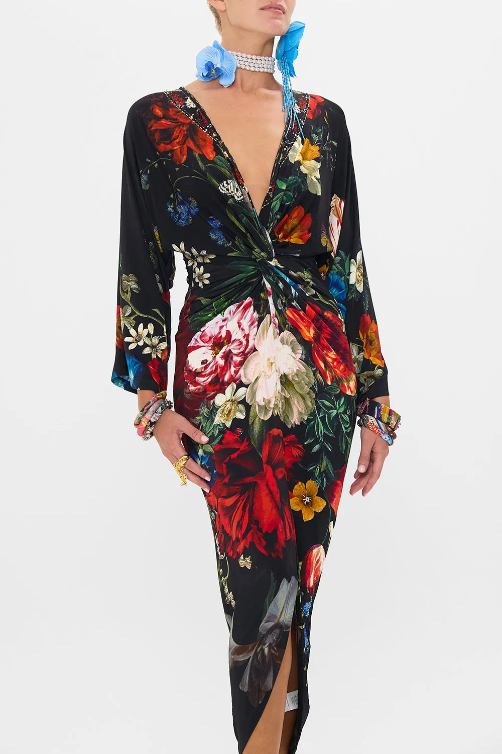 LONG SPLIT FRONT TWIST DRESS A STILL LIFE