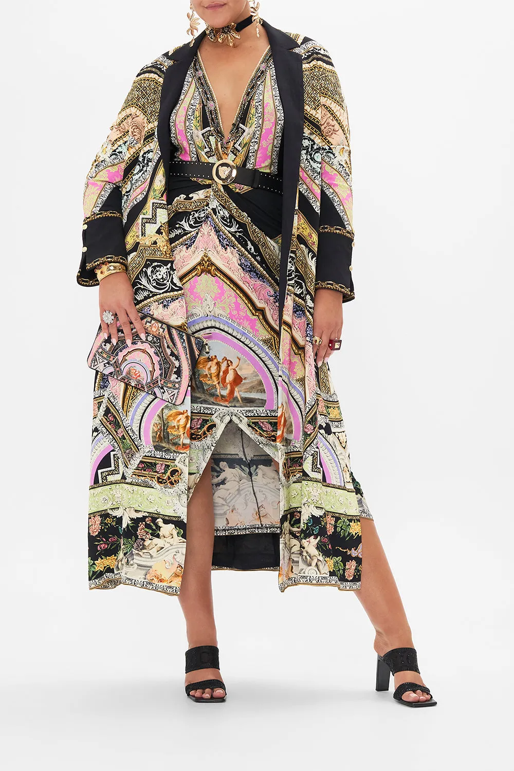 LONG SPLIT FRONT TWIST DRESS FLORENCE FIELD DAY