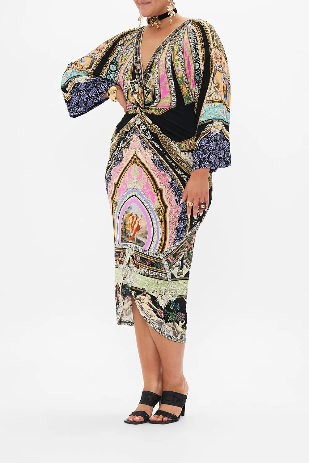 LONG SPLIT FRONT TWIST DRESS FLORENCE FIELD DAY