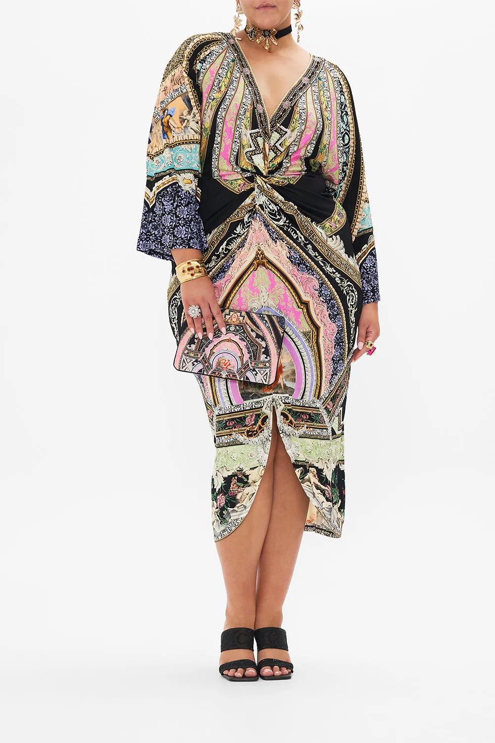 LONG SPLIT FRONT TWIST DRESS FLORENCE FIELD DAY