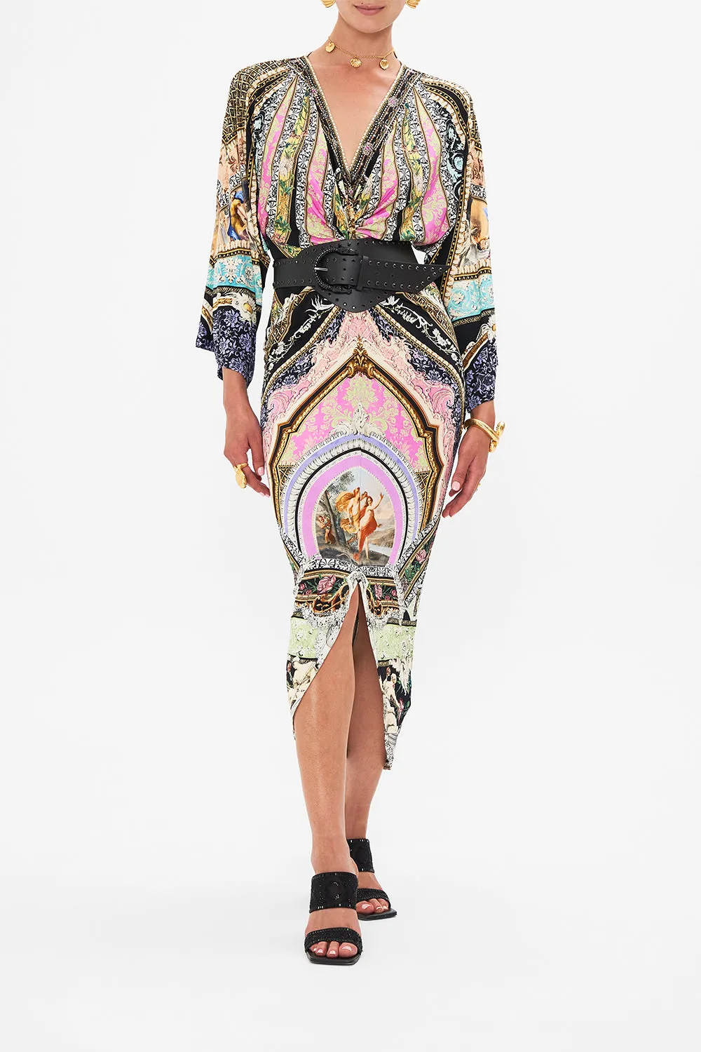 LONG SPLIT FRONT TWIST DRESS FLORENCE FIELD DAY