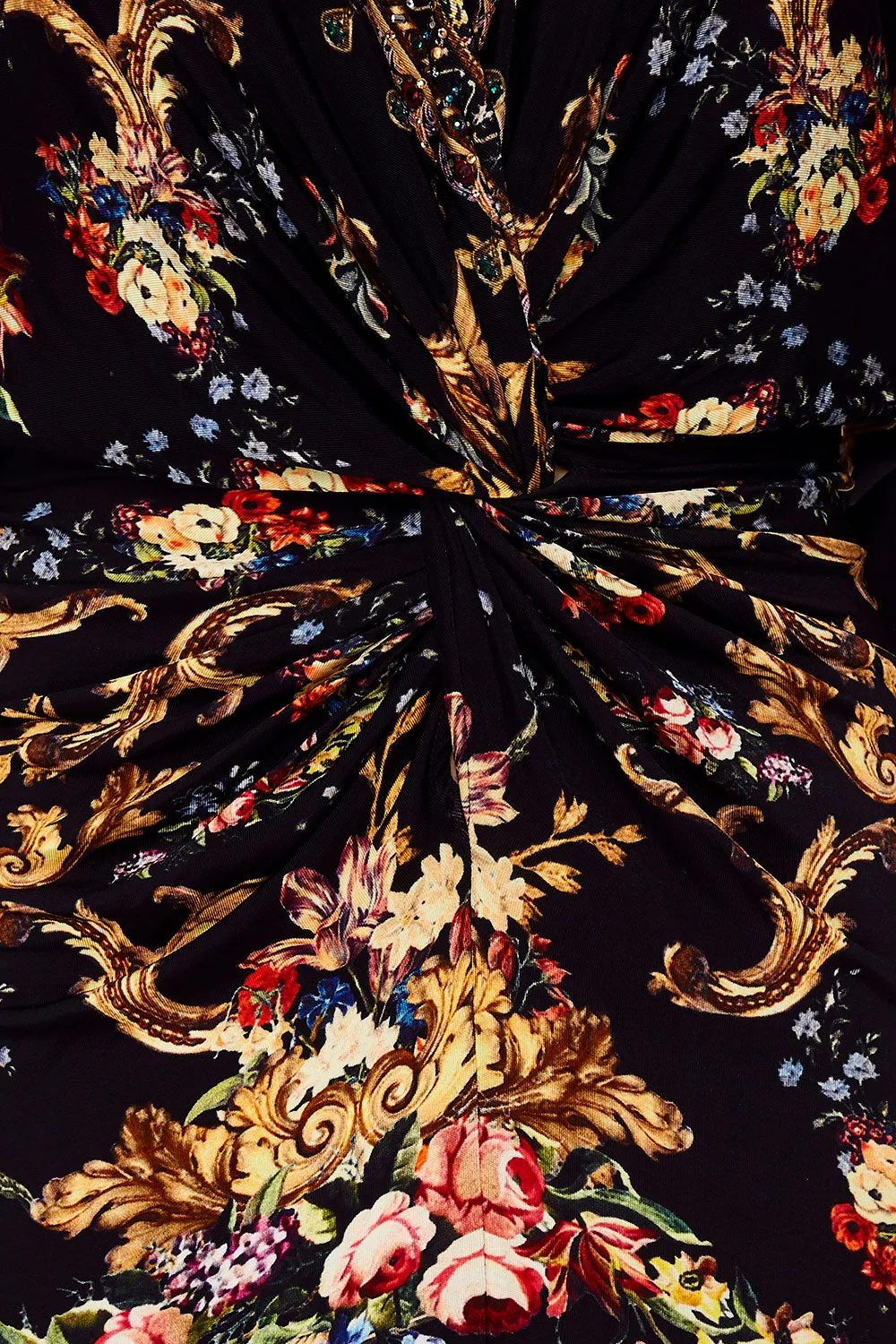 LONG SPLIT FRONT TWIST DRESS FRIEND IN FLORA