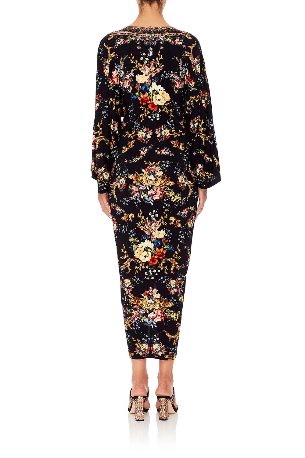 LONG SPLIT FRONT TWIST DRESS FRIEND IN FLORA