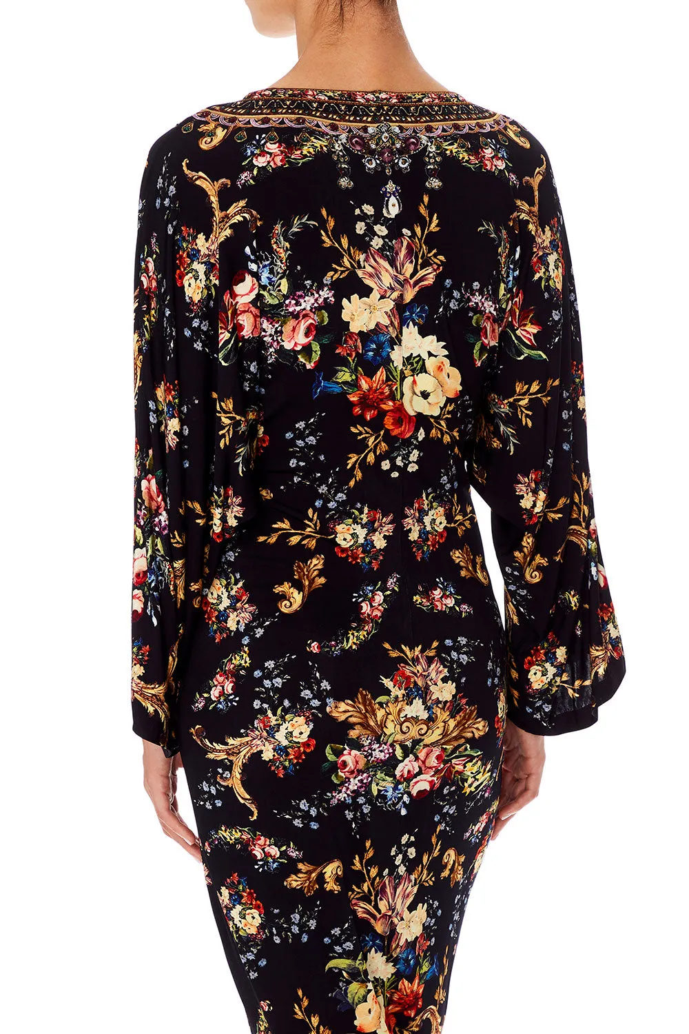 LONG SPLIT FRONT TWIST DRESS FRIEND IN FLORA