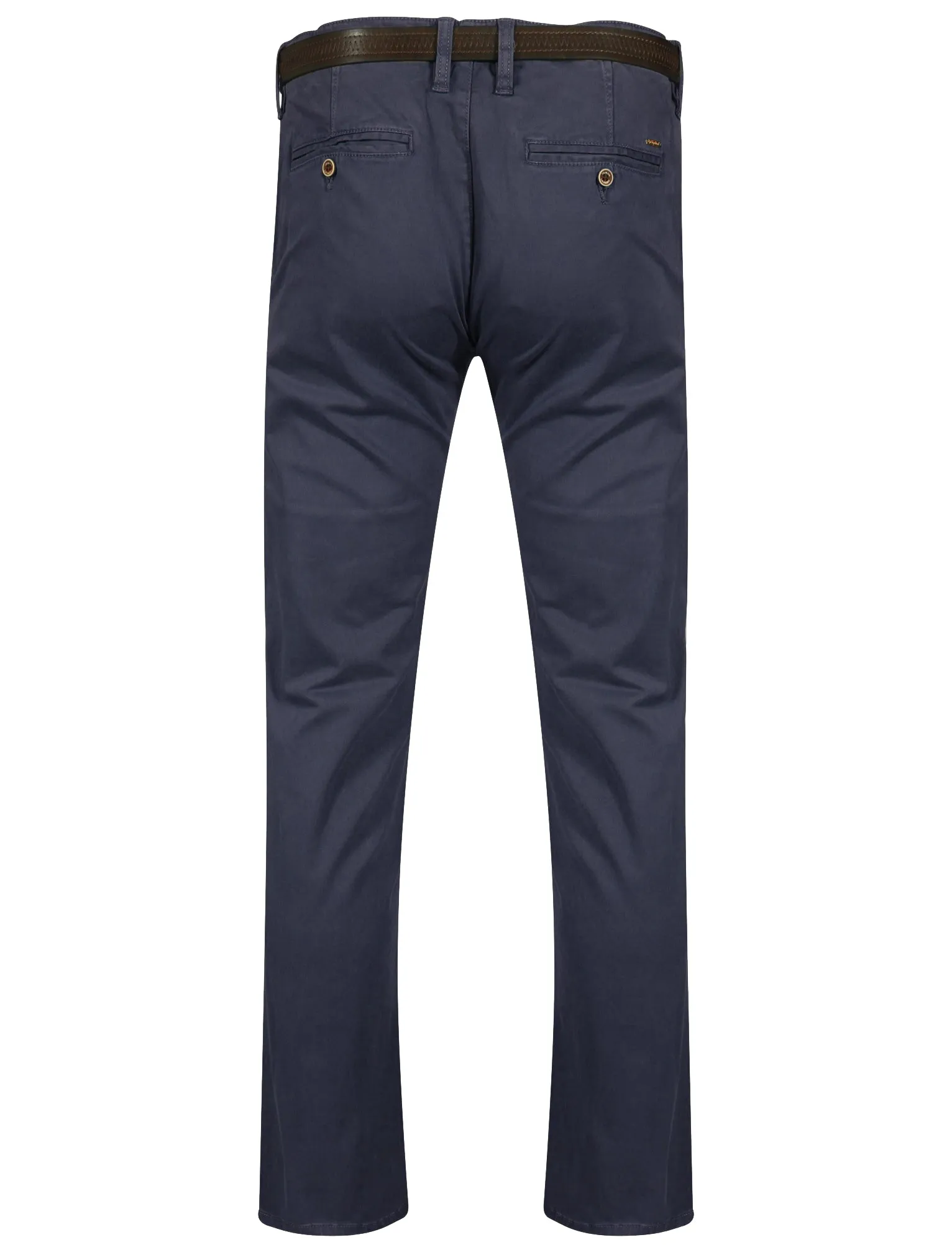 Mackay Cotton Chino Trousers With Belt in Midnight Blue - Tokyo Laundry