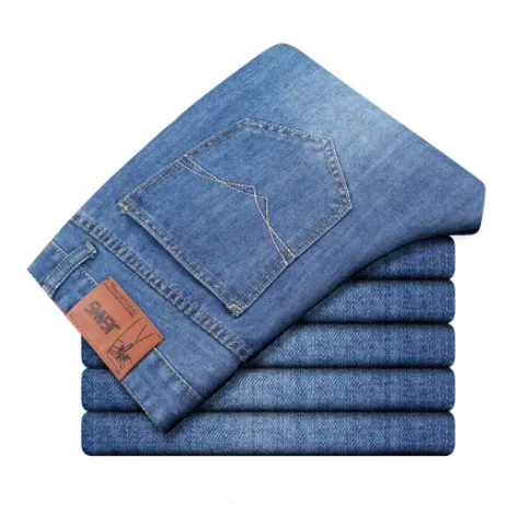 Men's jeans straight loose waist - slim jeans trousers