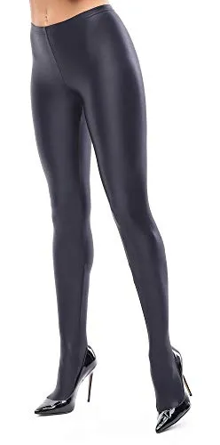 Misso Classic and Exclusive Glossy Opaque Tights Black Wet Look Shine (X-Large)