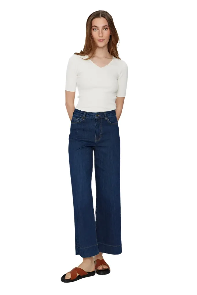 Numph Womens Paris Cropped Jeans Dark Blue