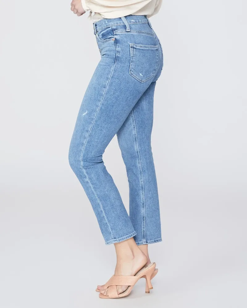 Paige Cindy Crop With Exposed Buttonfly - Say Anything Distressed