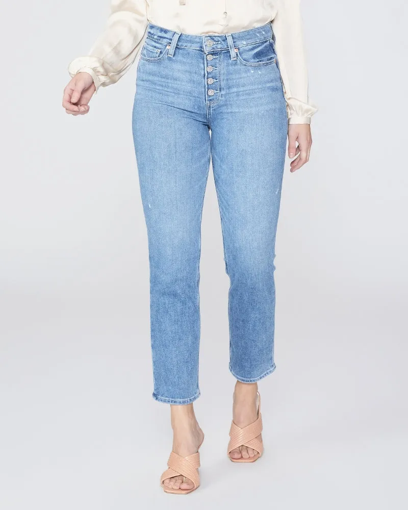 Paige Cindy Crop With Exposed Buttonfly - Say Anything Distressed