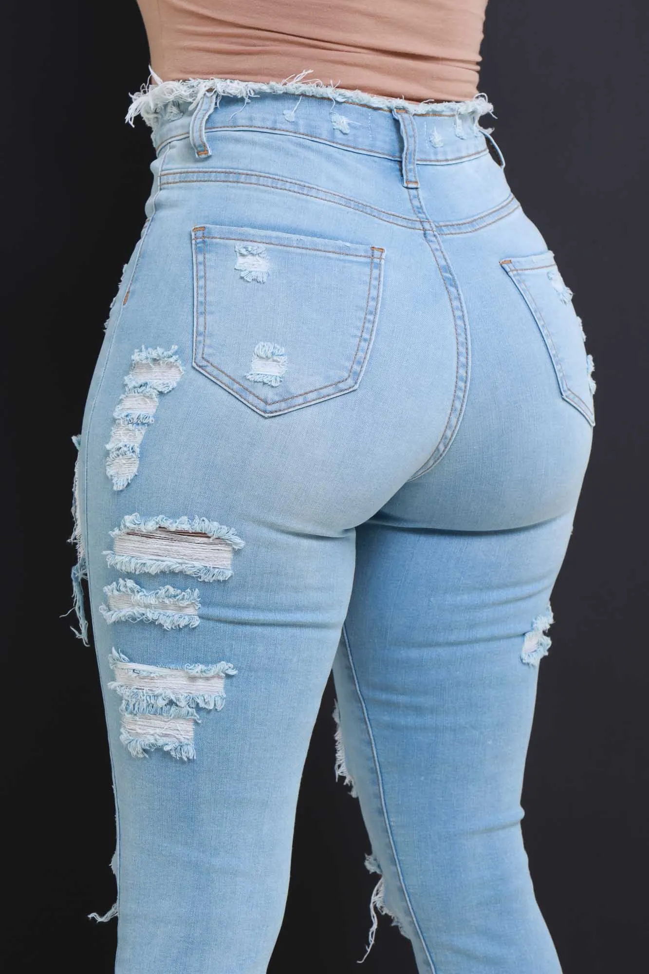 Refill High Rise Distressed Jeans - Light Wash