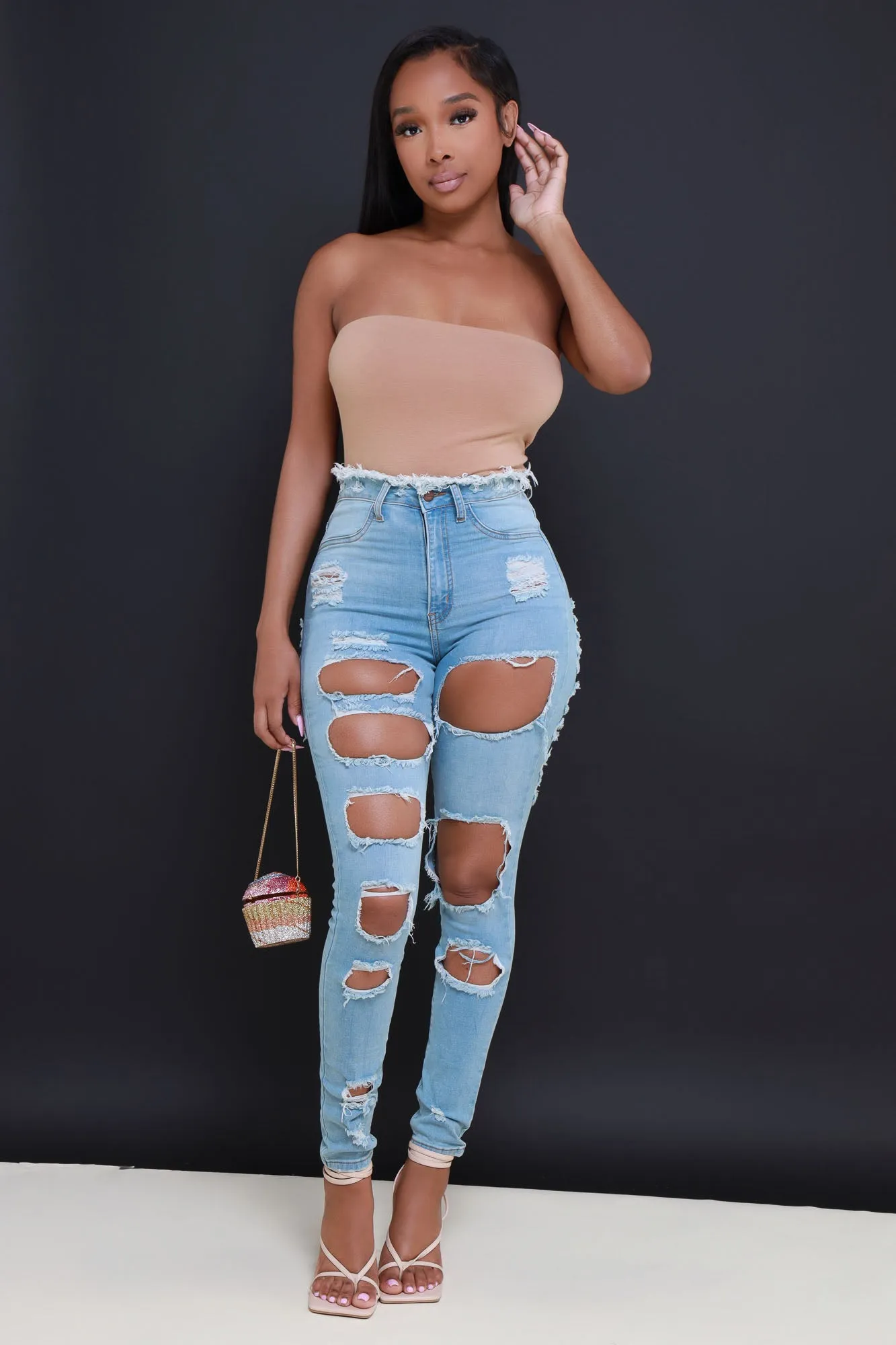 Refill High Rise Distressed Jeans - Light Wash