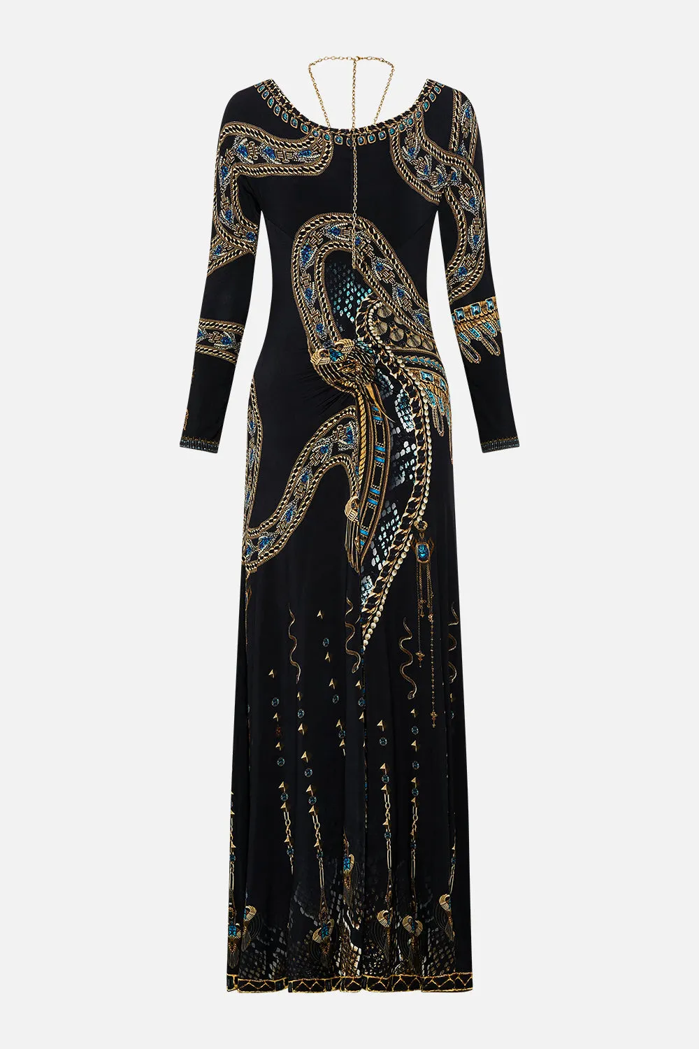 RUCHED JERSEY DRESS WITH HARDWARE AND CHAIN CALL ME CLEOPATRA