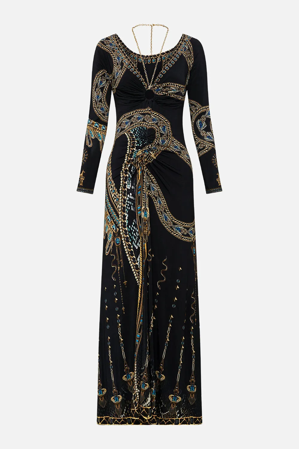 RUCHED JERSEY DRESS WITH HARDWARE AND CHAIN CALL ME CLEOPATRA
