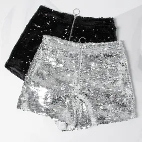 Sequin Zipped Shorts