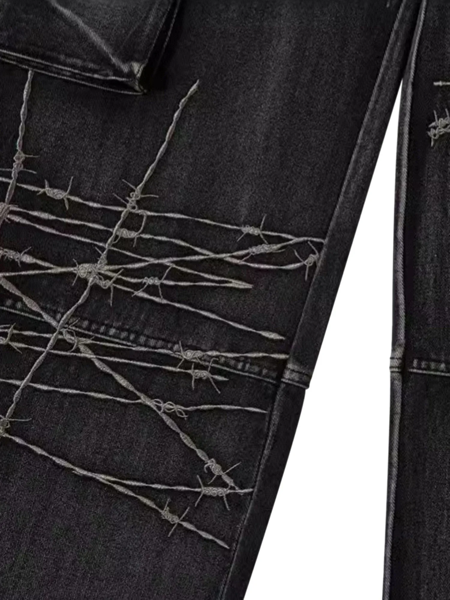 Sneakerhill High Street Embroidery Hip-Hop Jeans - 2122