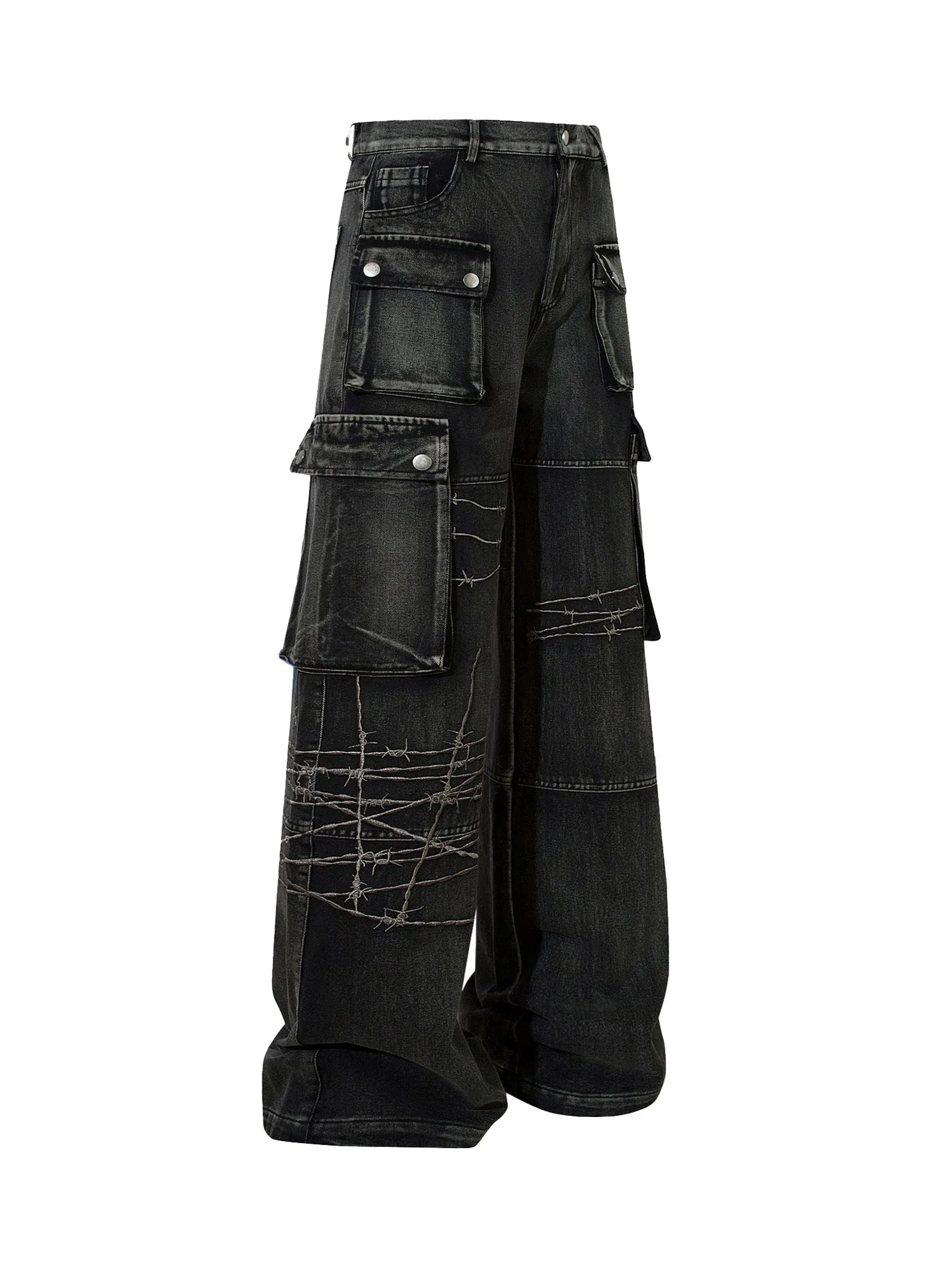 Sneakerhill High Street Embroidery Hip-Hop Jeans - 2122