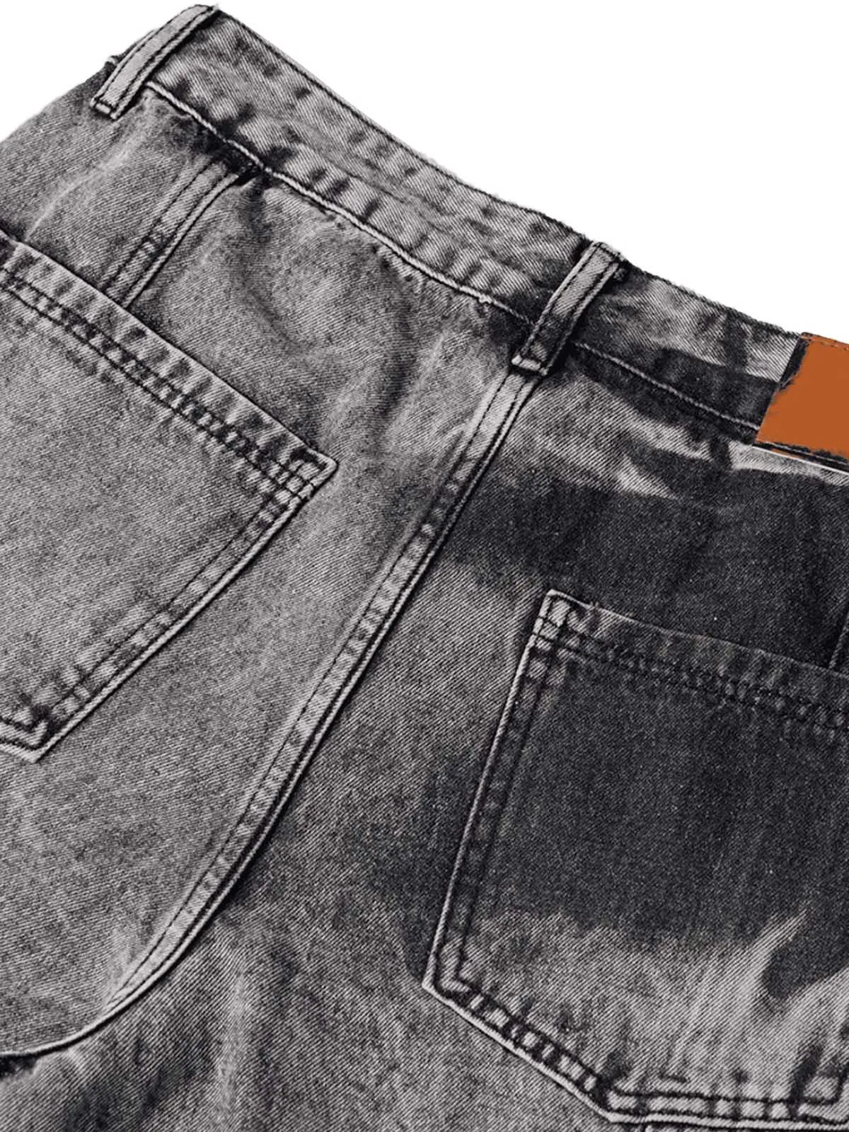 Sneakerhill High Street Washed Distressed Work Jeans - 2163
