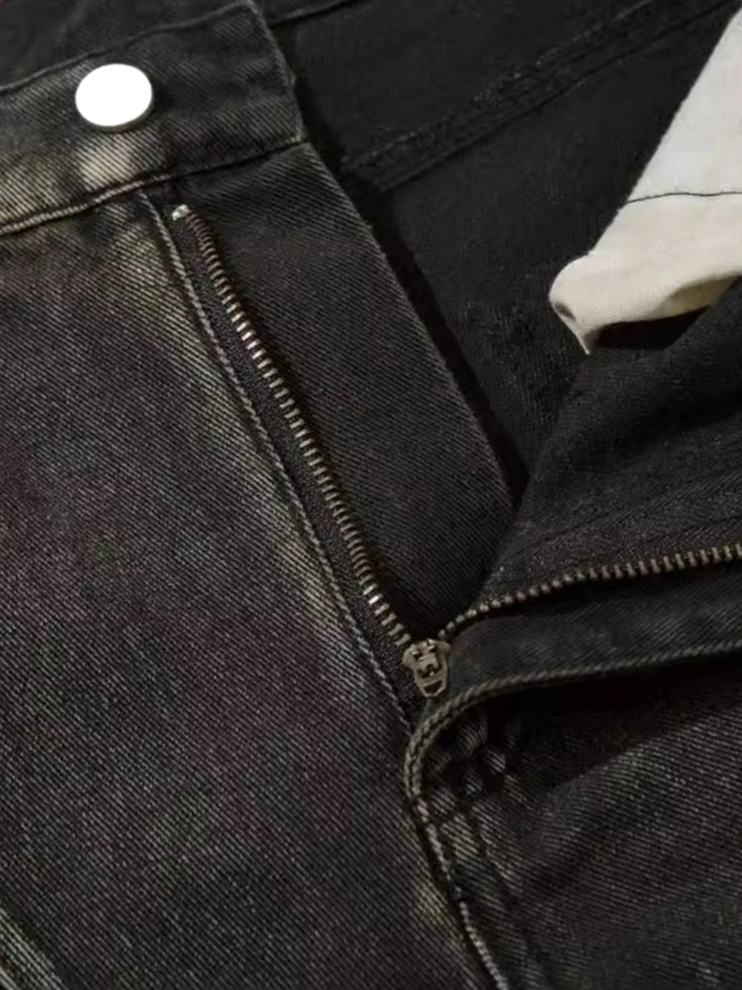Sneakerhill Washed Split Design Hip-Hop Horn Jeans - 2138