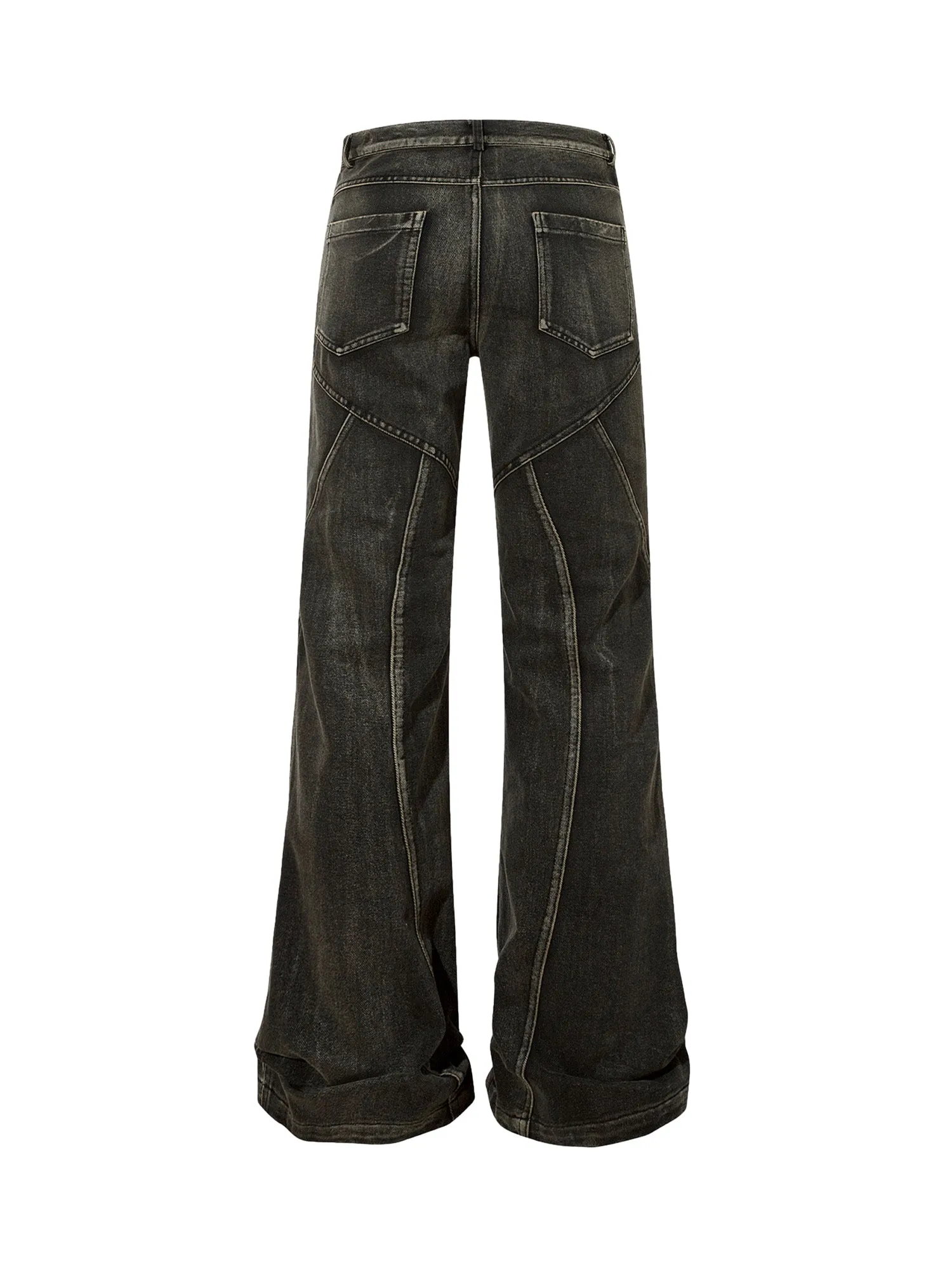 Sneakerhill Washed Split Design Hip-Hop Horn Jeans - 2138