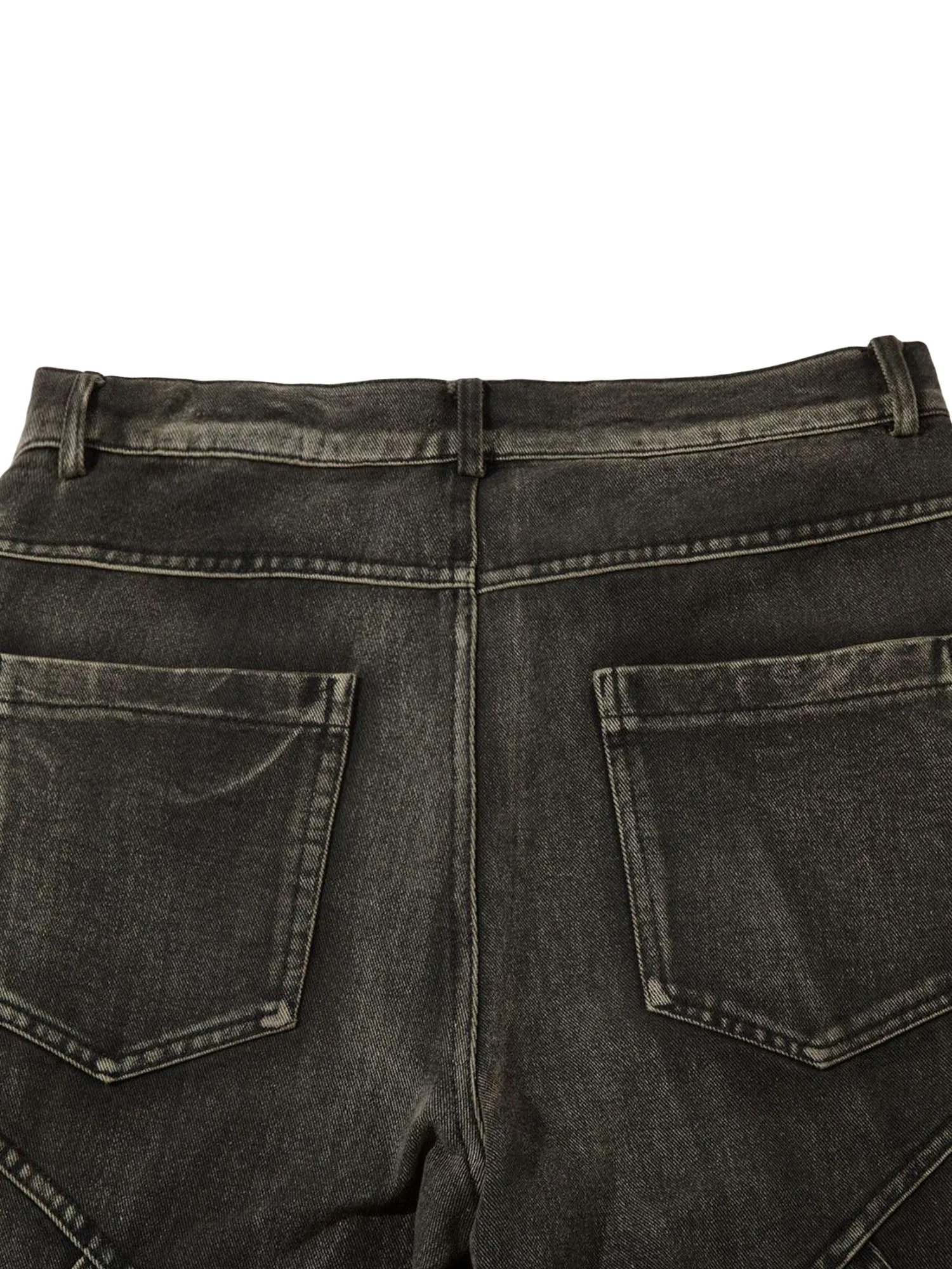 Sneakerhill Washed Split Design Hip-Hop Horn Jeans - 2138