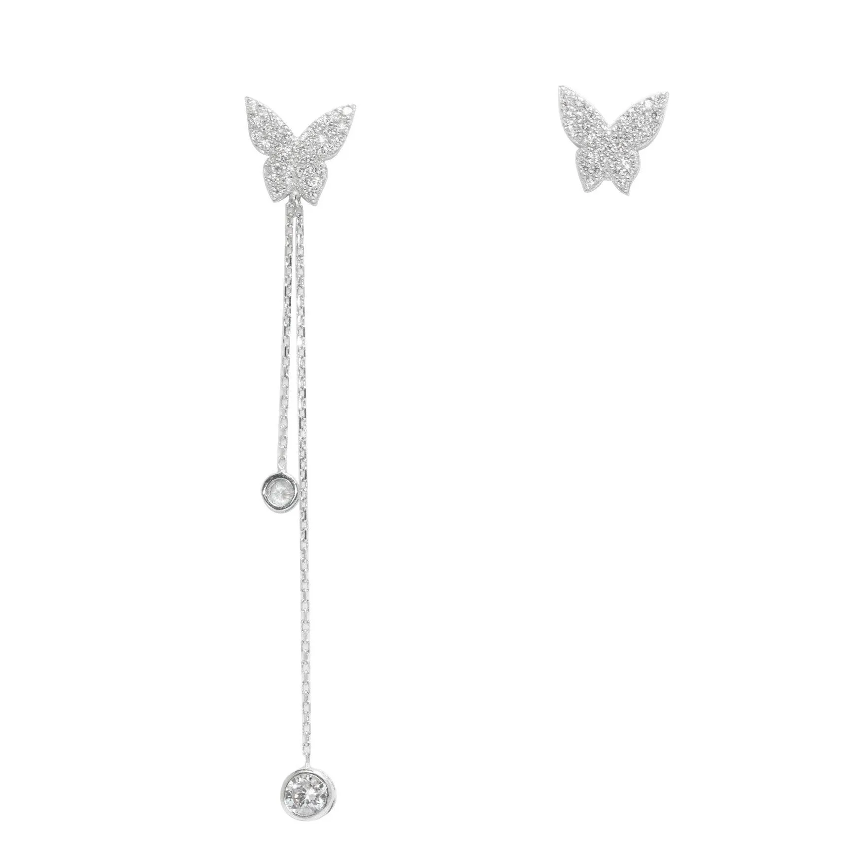 Sparkling Butterfly Chain   Stud Earring
