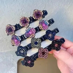 Sparkling Crystal Stone Braided Hair Clips