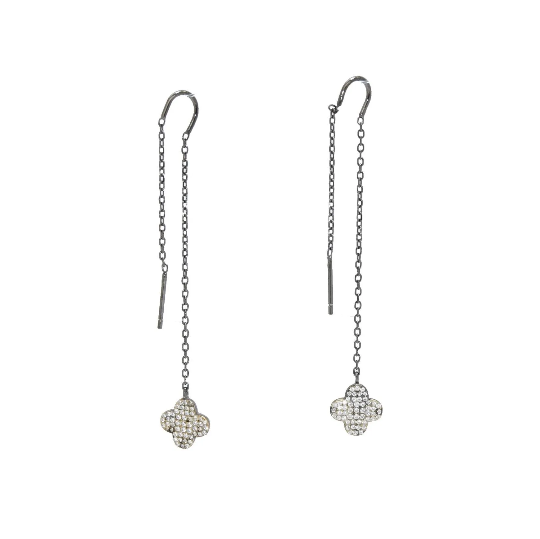 Sparkling Four Clover Chain Earring