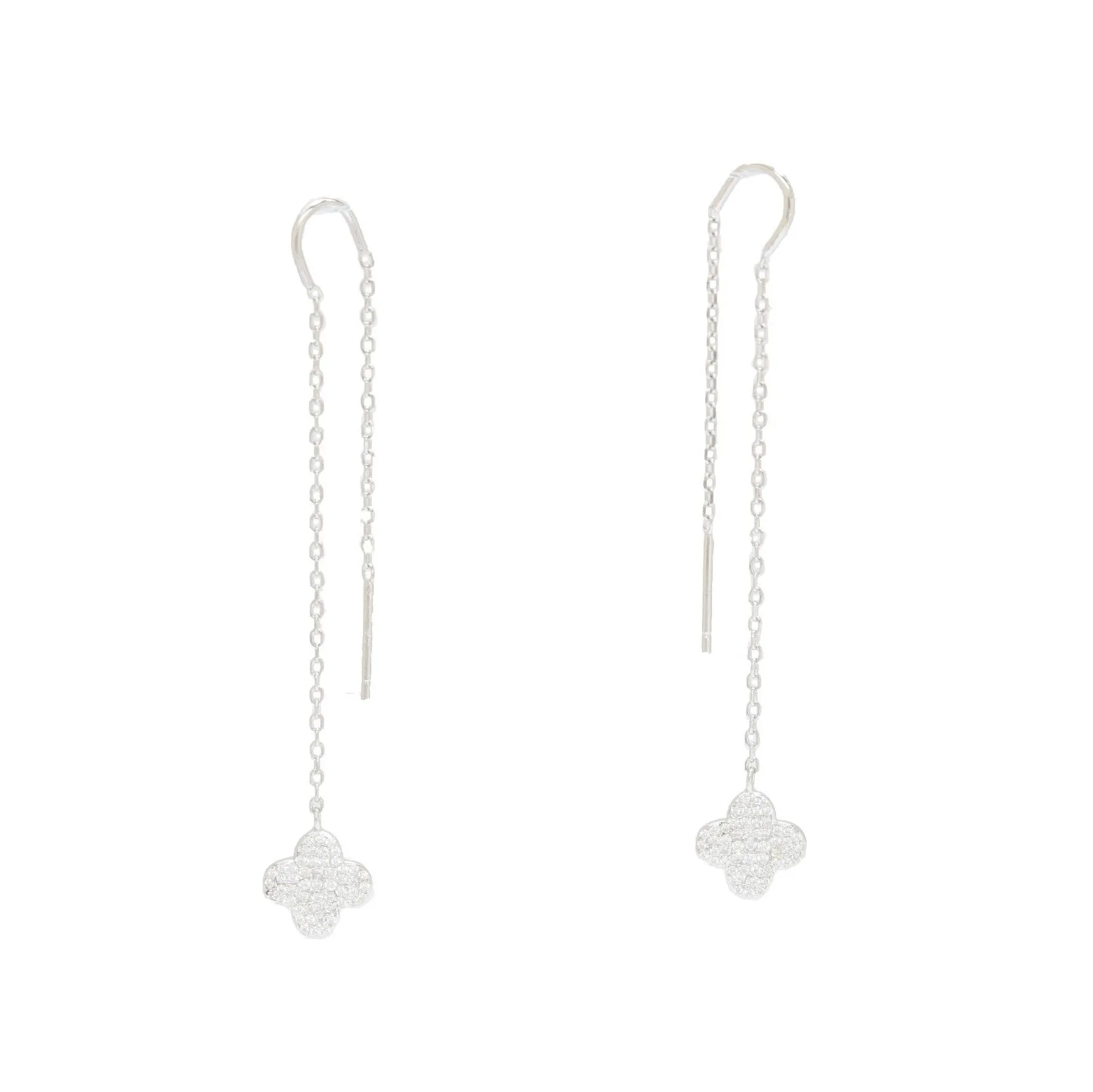 Sparkling Four Clover Chain Earring