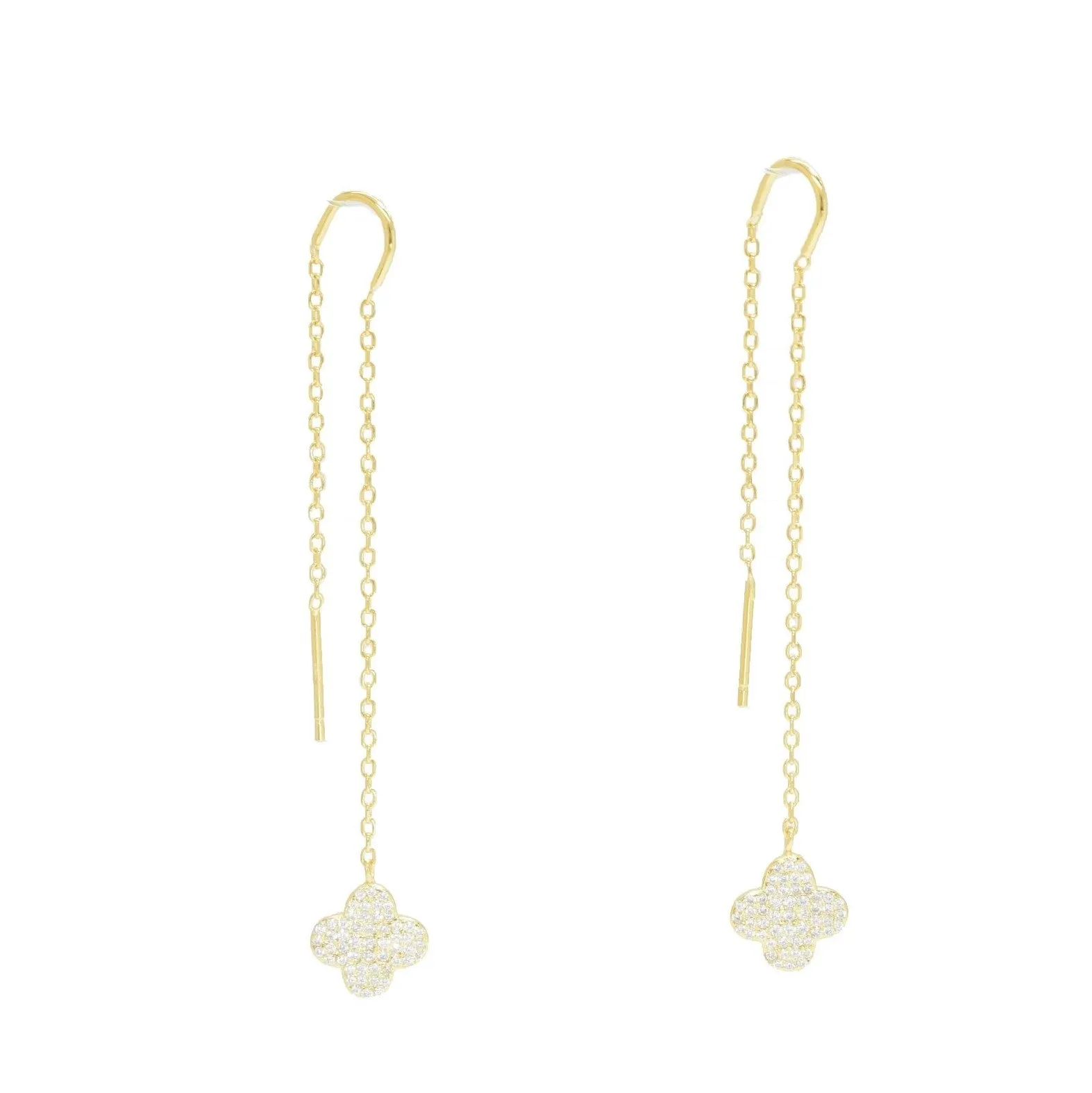 Sparkling Four Clover Chain Earring