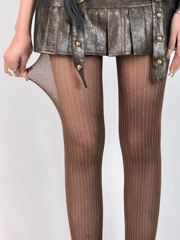 Sparkling shiny striped tights
