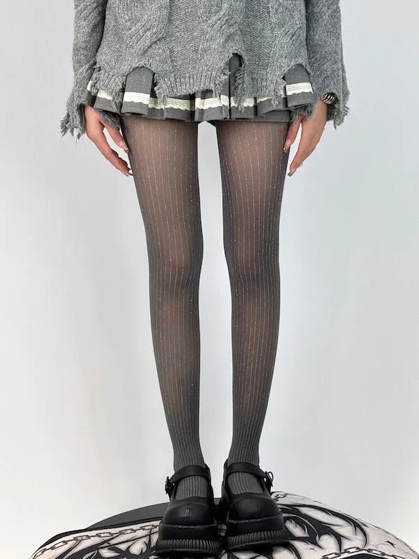 Sparkling shiny striped tights